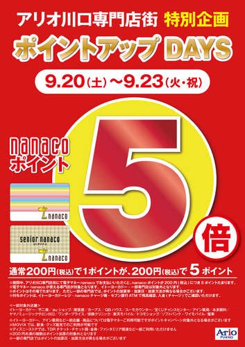nanacoポイント5倍キャンペーン