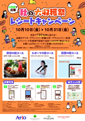秋の大収穫祭レシートキャンペーン開催！